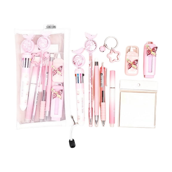 10-Piece Stationery Set with Multi-Color Pen, Highlighter, Correction Tape, Note, Eraser, Pencil, Keychain & Storage Case – Ideal for Learning, Office Use, and Gift-Giving