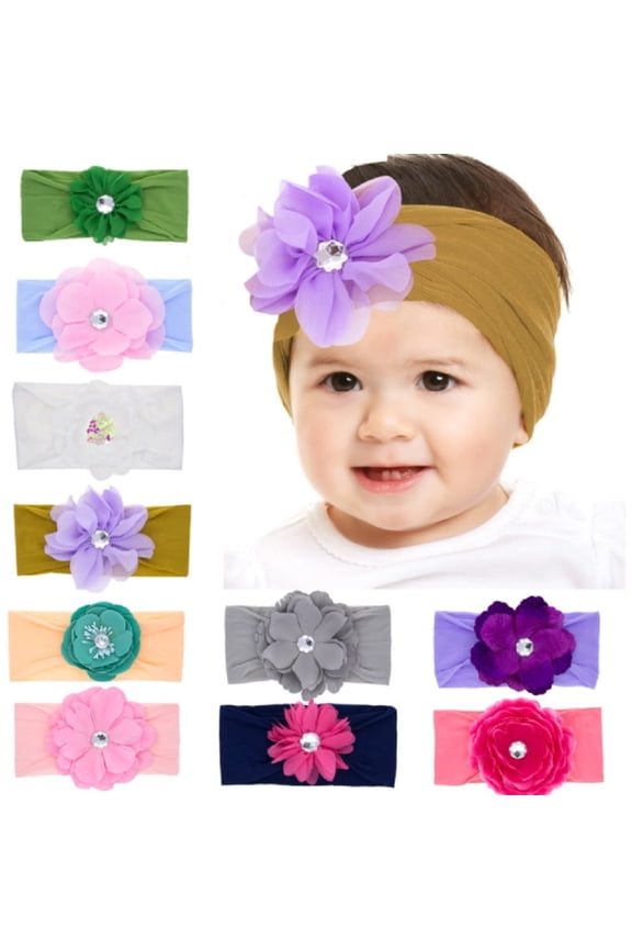 10-Piece Toddler & Baby Girl Headband Set Lace Bow Flower Hair Bands for Stylish Accessories TIKA