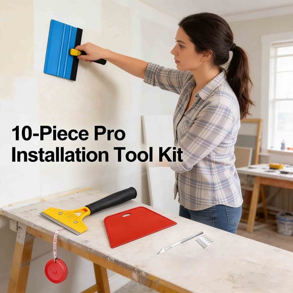 MKDAQIQIU 10-in-1 Installation Tool Kit for Wallpaper & Vinyl Wrap, Includes Smoothing Squeegee, Scraper & Precision Blades