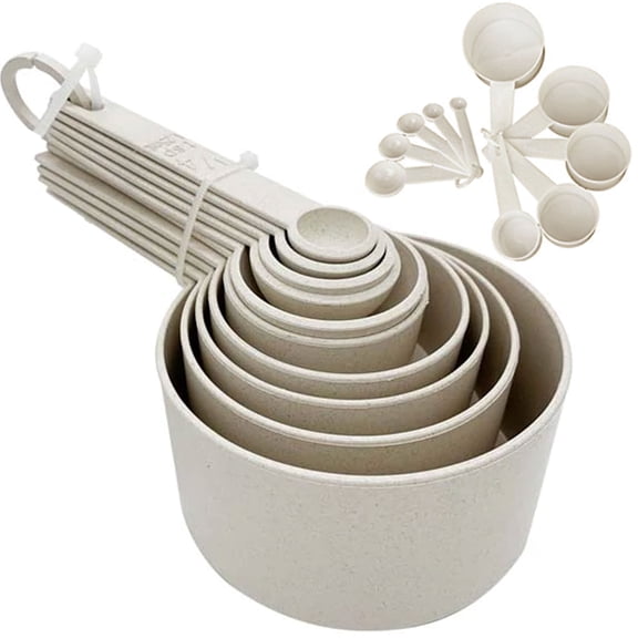 10-Piece Wheat Straw Measuring Cups & Spoons Set Eco-Friendly Baking Tools