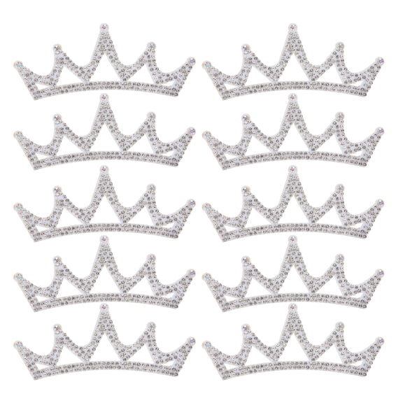 10Piece White Triangular CrownShaped Rhinestone Cloth Applique Patches Sparkling Fabric Decorative Patches for Clothing Hat DIY Handcraft Decoration