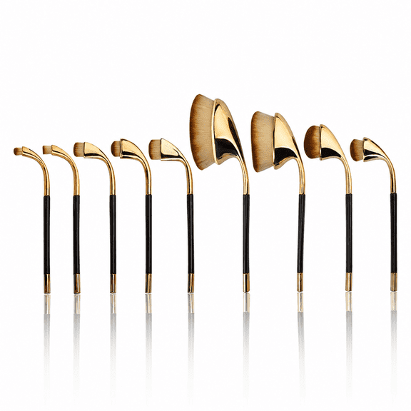 10-Piece Women's Professional Oval Makeup Brush Set Soft Synthetic Bristles