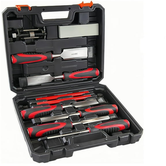 10 Piece Wood Chisels for Woodworking, Wood Chisel Sets Woodworking Tools Set with Honing Guide, Sharpening Stone and Storage Case
