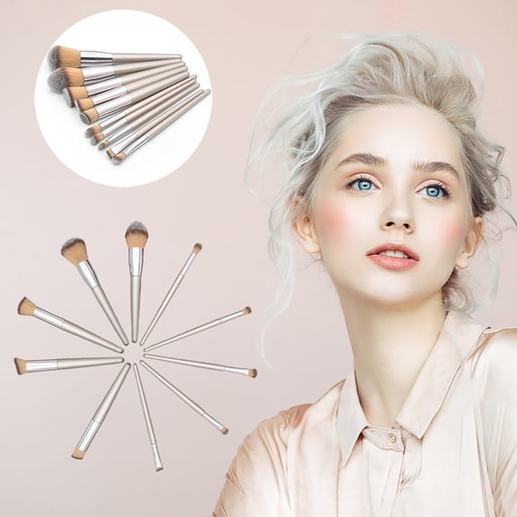 10 Piece Wooden Makeup Brush Set Foundation Eyeshadow Eyebrow Cosmetic Application Tools Kit