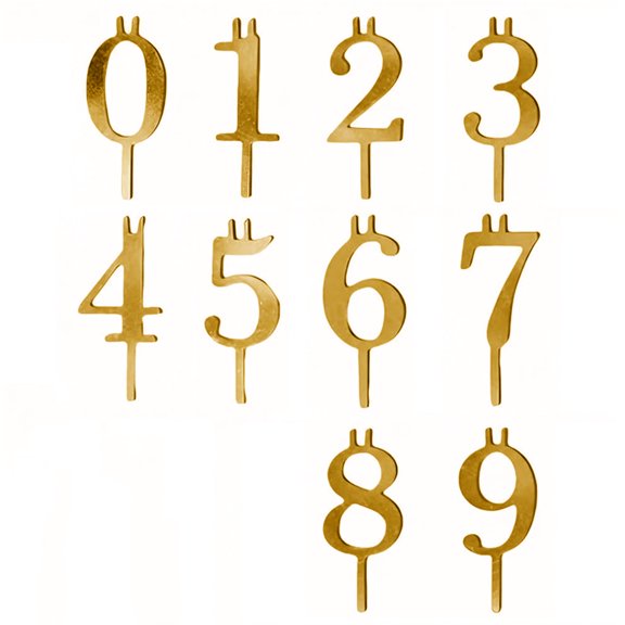 10 Pieces 0-9 Reusable Number Birthday Candle Holder Set Cake Topper Decorations for Anniversary Wedding Party Celebration (Gold)
