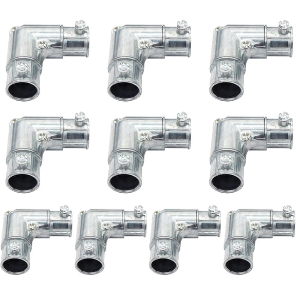 10 Pieces 1/2 Inch EMT to EMT 90 Degree Inside Corner Pulling Elbows, Electrical Metallic Tube Zinc Die Cast Elbow Capped Coupling, Combo Head Set Screw