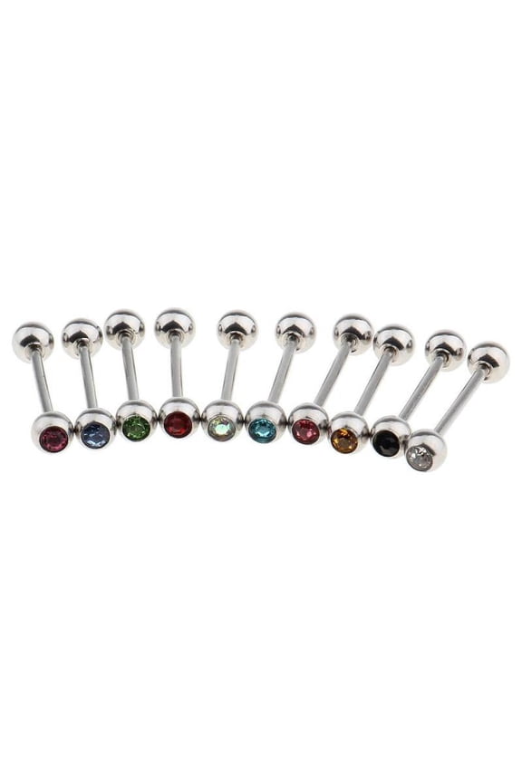 10 Pieces 14G Mix-color Stainless Steel Straight Barbell Rings Bar