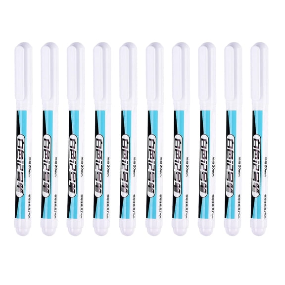 10 Pieces 20mm Long Tip Hole Marker Pen Water Resistant Carpenter White Permanent working Pens Long Nib Marker