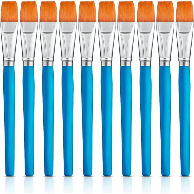 10 Pieces 3/4 Inch Flat Paint Brushes Acrylic Paint Brush Artist Craft