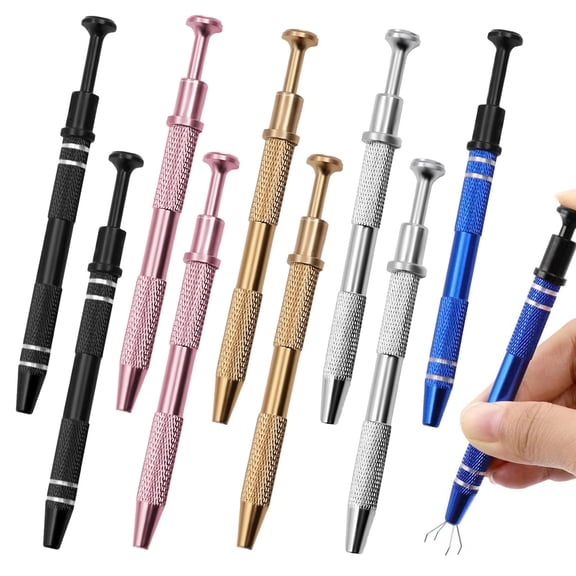 10 Pieces 4-Claw Piercing Ball Grabber Tool, 4 Prong Jewelers Pick Up Tools, Piercing Assistant Pen Claw Tweezers for Diamond Electronic Component Pickup Changing Removal Holder (5 Colors)