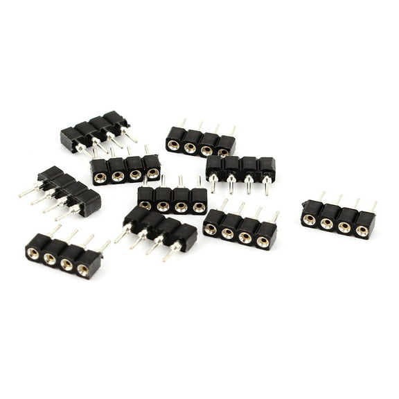 10 Pieces 4-Pin 10mm Male to Female Connector Black for RGB Strip Lights