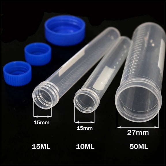 10 Pieces 50ML/15ML/10ML Laboratory Sample Screw Round Bottom Plastic Test Tube, Ep Tube With Scale Screw Cap Centrifuge Tube