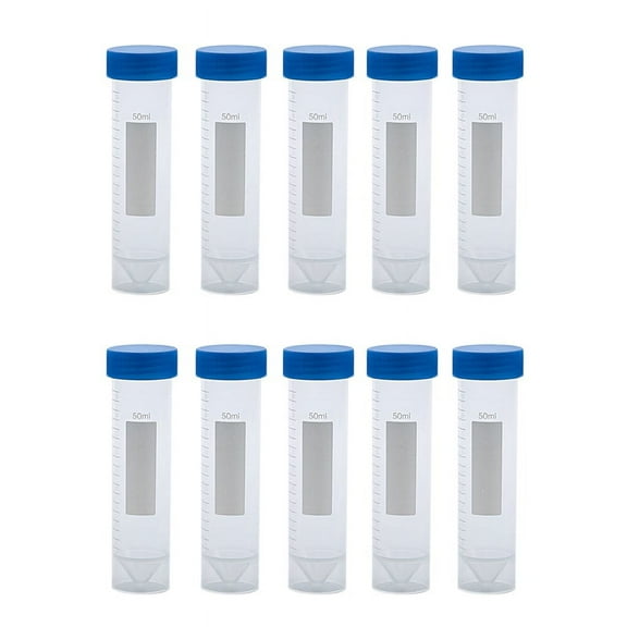 10 Pieces 50Ml Plastic Transparent Centrifuge Tube with Scale Plastic Test Tube with Screw Cap