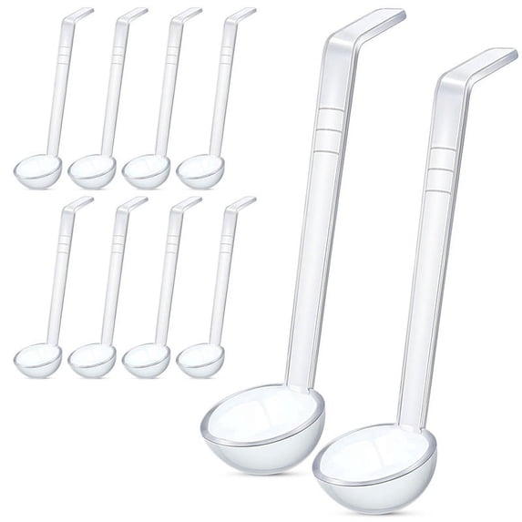10 Pieces 7.8Inch 1Oz Clear Small Ladle Mini for Sauce Long Handle Plastic Punch Bowl Serving Spoons