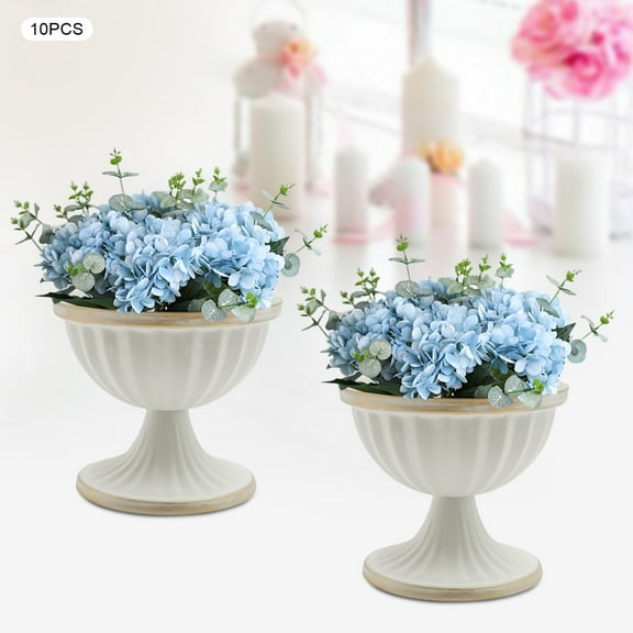 10 Pieces 9.5cm White Gold Desktop Vase Banquet Table Top Decorative Flower Base High Load-Bearing Flower Stand