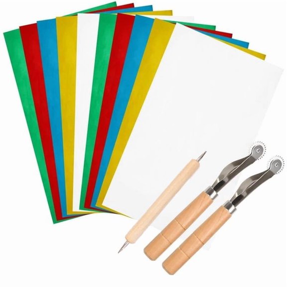 10 Pieces 9" x 5.5" Carbon Transfer Tracing Paper with Embossing Stylus, Needle Point Tracing Wheel for Wood, Paper, Canvas and Other Art Surfaces