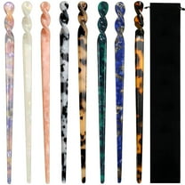 10 Pieces Acetate Hair Sticks Leopard Print Hair Pins, Tortoise Shell Hairpin Vintage Hair Chopsticks Retro Hairpins Disk, Hair Accessories for Women Girls (Classic)