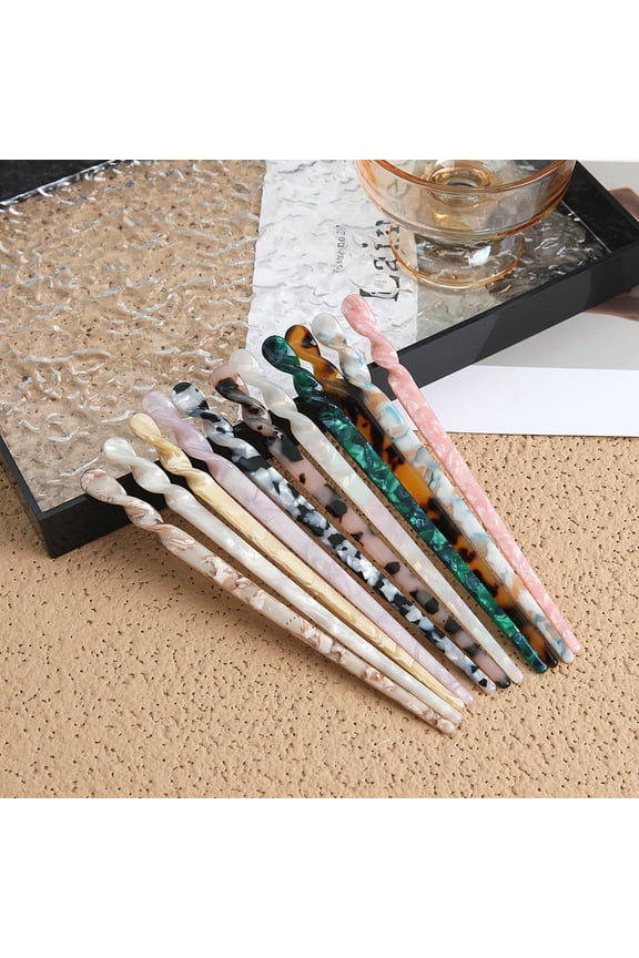 10 Pieces Acetate Hair Sticks Styling Hair Vintage Leopard Print Tortoise Shell Hairpin Chopsticks Hairpins Disk Hair Sticks Hair Accessories for Women Girls(Multicolor)