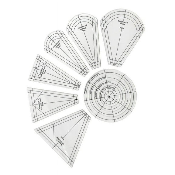 10 Pieces Acrylic Dresden Plate Template Regular Quilting Patchwork Ruler Frames for Domestic Sewing Machine Tailor Cutting Craft