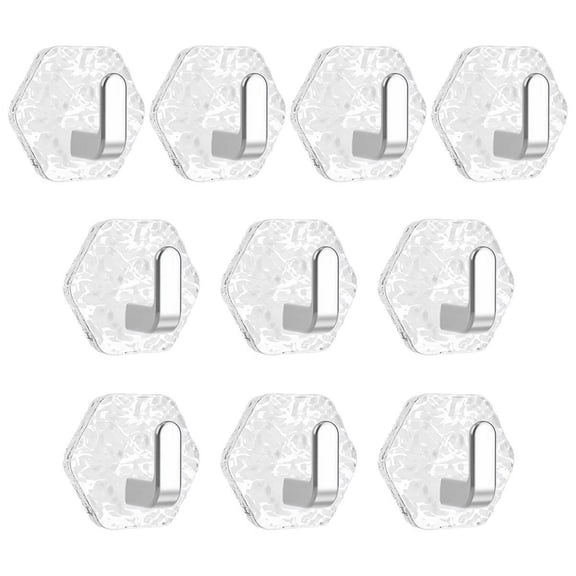 10 Pieces Adhesive Wall Hook Crystals Clear Without Nails Required Accessory for Towels Robes Kitchenwares Daily Use
