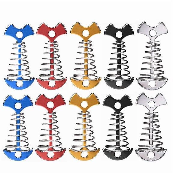 10 Pieces Adjustable Plank Floor Spring Anchor Tent Pegs Outdoor Awning Deck Fastening Pegs Camping Tent Hooks