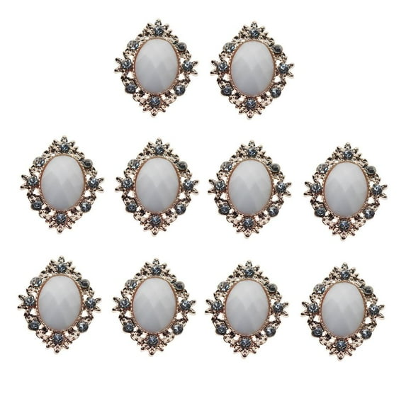 10 Pieces Alloy Pearl Crystal Buttons Rhinestones Rhinestones Rhinestones , White, 30x25mm