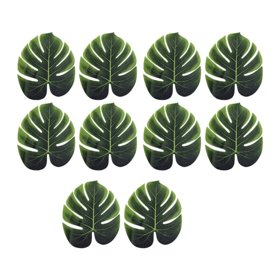 10 Pieces Artificial Palm Leaves Faux Plants Greenery Decoration Plastic Material for Jungle Theme Parties