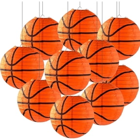 10 Pieces Basketball Paper Lanterns Decorations – 8 Inch Ceiling Hanging Basketball Lanterns, Basketball Sports Party Paper Lanterns for Sport Themed Birthday Party, Sports Bar, Basketball Game Party