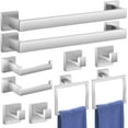 thumbnail image 1 of 10-Pieces Bathroom Accessories, SUS304 Brushed Bathroom Accessory Set, Nickel Towel Racks for Bathrooml, Stainless Steel, Wall Mounted Towel Rack&Toilet Paper Holder&Towel Ring and Towel Hook, 1 of 8