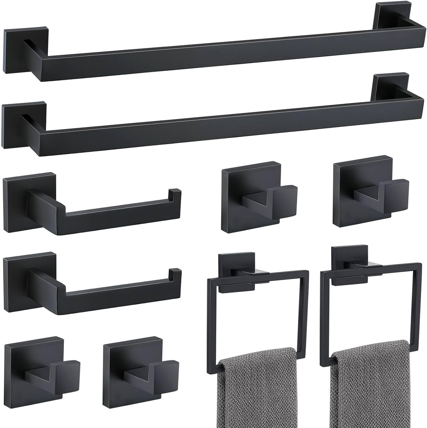 Black Towel Bar Set