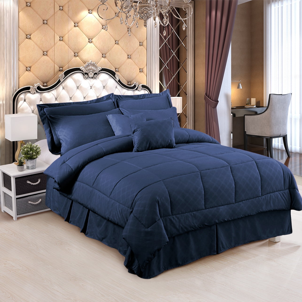 10-Piece Reversible Bed In A Bag Comforter & Sheet Set, Multiple Colors  Navy Queen, Queen - Kroger