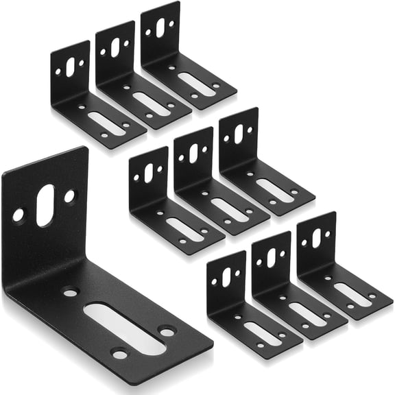 10 Pieces of Black Slotted Angle Brackets, Slightly Adjustable Corner Supports, Metal Right Angle Corner Brackets, Angle Support Brackets for Furniture Fixing (Thickness 3, Maximum Load 66 Pounds)