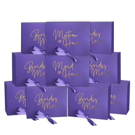 10 Pieces Bridesmaid Proposal Box Set Maid Of Matron Boxes For Gifts (lavender Bridesmaid)