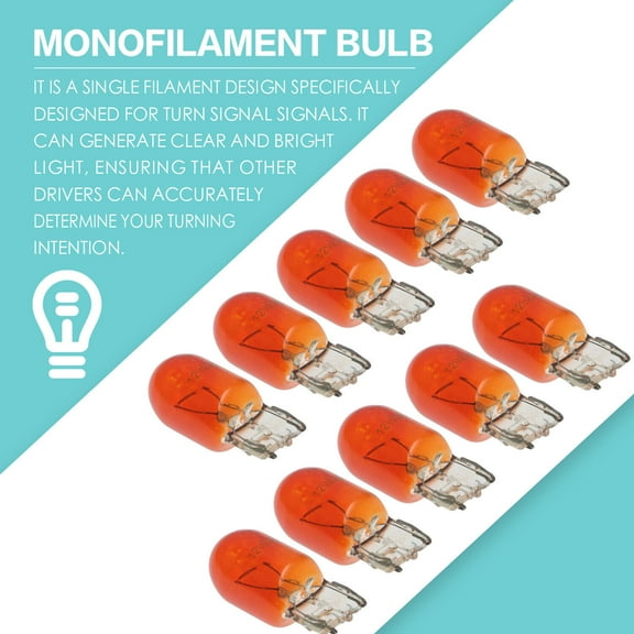 10 Pieces Bright Amber Turn Signal Light Single Filament Bulbs