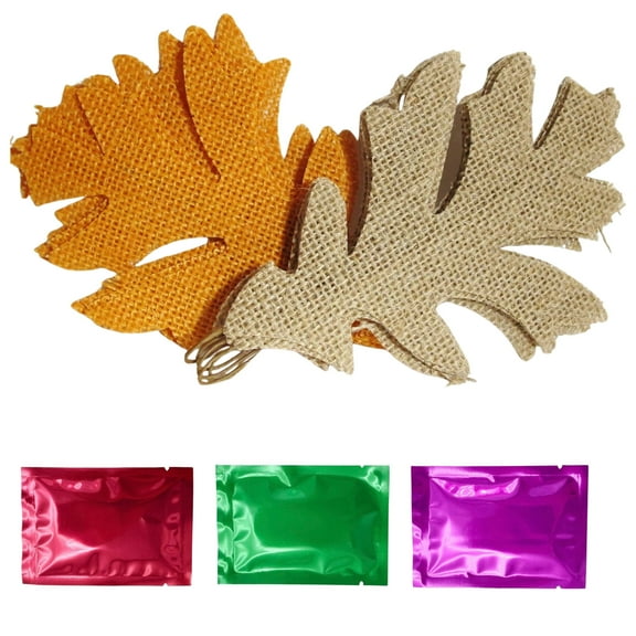 10 Pieces Burlap Leaves with Stems Artificial Fall Maple Leaf for DIY Craft Thanksgiving Autumn Halloween Wedding Party Home Kitchen Table Wreath Decor w/ Bonus Snoep in Beperkte Oplage