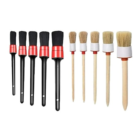 10 Pieces Car Detailing Brush Set Fits for Cleaning Wheels Dashboard Leather