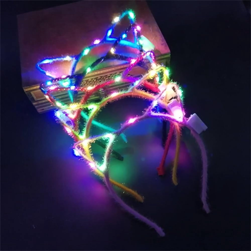 LED Cat Ears Headband Lace Unisex Party cosplay accessories 4 pcs Amazon.com : Juexica 4 Pcs Christmas Light up Cat Ears  main image 3