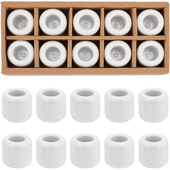 10 Pieces Ceramic Candle Holder White Ceramic Chime Ritual Spell Candle Holders for Taper Rituals Spells Wiccan Supplies & More 0.7 Inches in Diameter