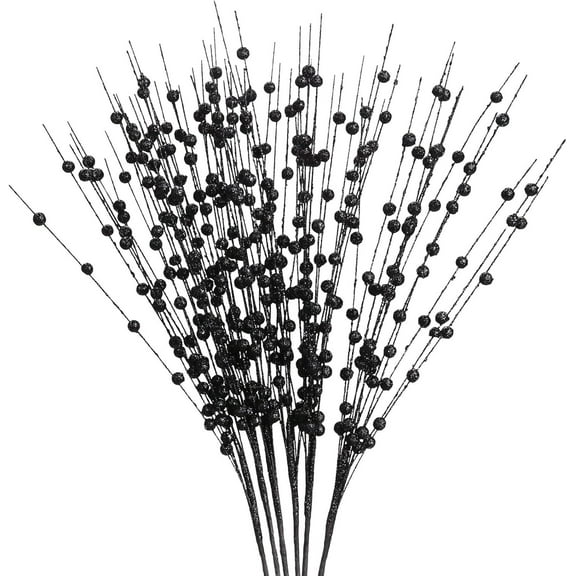 10 Pieces Christmas Glitter Berries Stems Clearance,17inch Artificial Black Berries Christmas Picks for Festival Holiday Crafts and Home Xmas Decoration