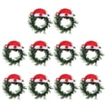 thumbnail image 1 of 10 Pieces Christmas Napkin Rings Holder Pine Cones Poinsettia Santa Hat Napkin Rings Decor for Christmas Thanksgiving Birthday Party Supplies (Wreath Style), 1 of 6