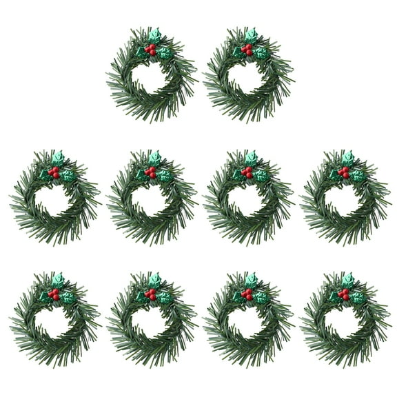 10 Pieces Christmas Napkin Rings Holder Pine Cones Poinsettia Santa Hat Napkin Rings Decor for Christmas Thanksgiving Birthday Party Supplies (Wreath Style)