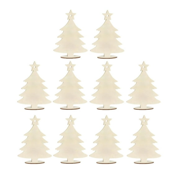 10 Pieces Christmas Tree Cutouts Wooden Slices Unfinished Wood for Painting for Holiday Home Decor Gift Tags