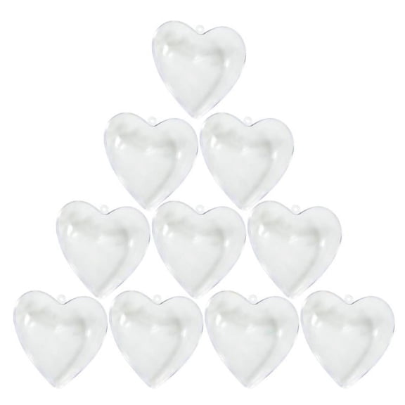10 Pieces Christmas Tree Decorations Heart Ball Transparent Open Clear Bauble Ornament Gift Present Candy Box DIY Craft