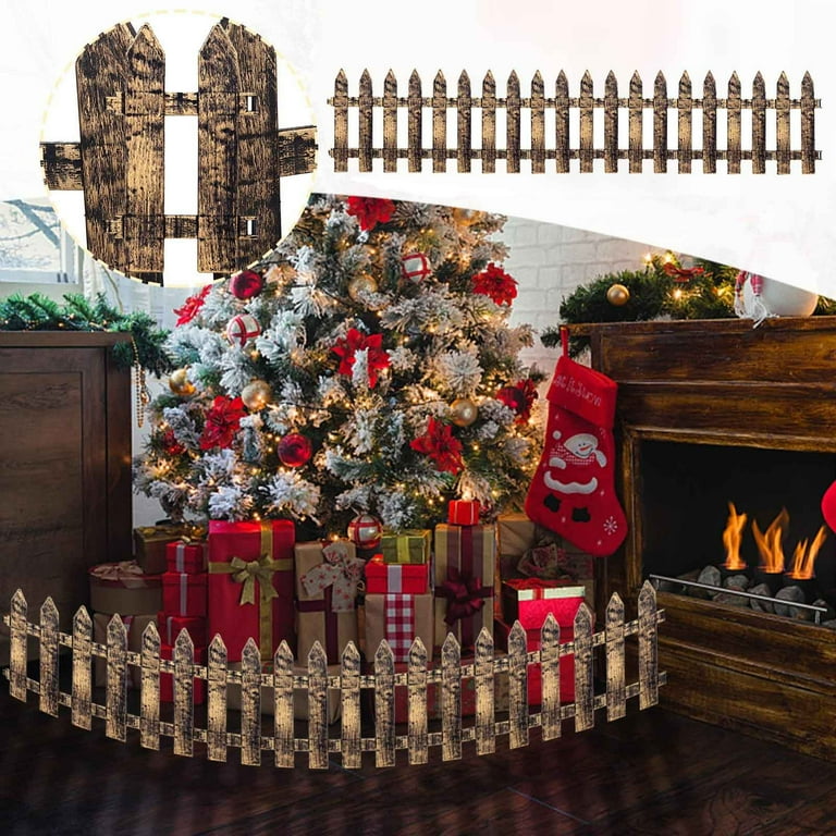 10 Pieces Christmas Tree Fences White Picket Fence Border 5.5 x