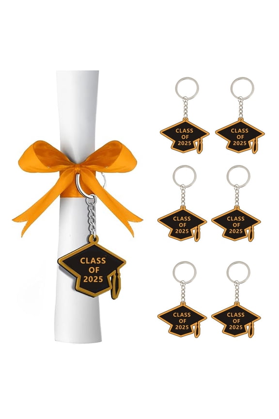 10 Pieces Class of 2025 Graduation Keychains Rubber Key Chains Grad Cap