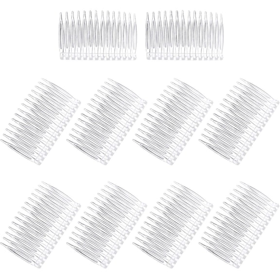10 Pieces Clear Hair Combs Women Hair Clip Combs 14 Teeth Plastic Bridal Wedding Veil Combs for Fine Hair Styling Accessories