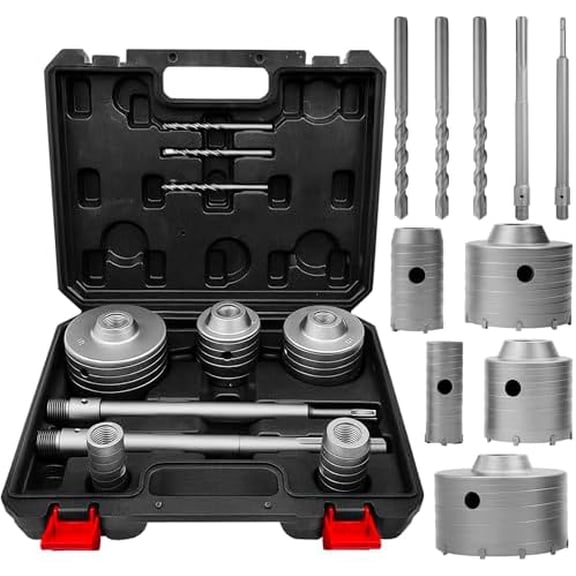10-Pieces Concrete Hole Saw Kit with 3 Drill Bits and SDS Plus & Max Shank, Masonry Hole Saw Kit Size 30, 40, 65, 80, 100 MM for Brick, Block, Concrete Drilling.$$Tools & Hardware Other