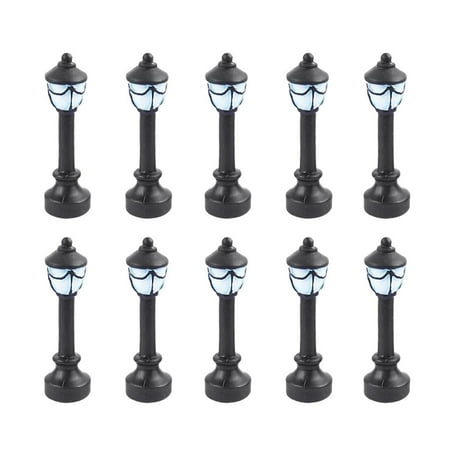 10 Pieces Courtyard Lanterns Streets Lamp Modelmaking Hexagonal Single- Lights Lamppost Model-Single Round Lamp