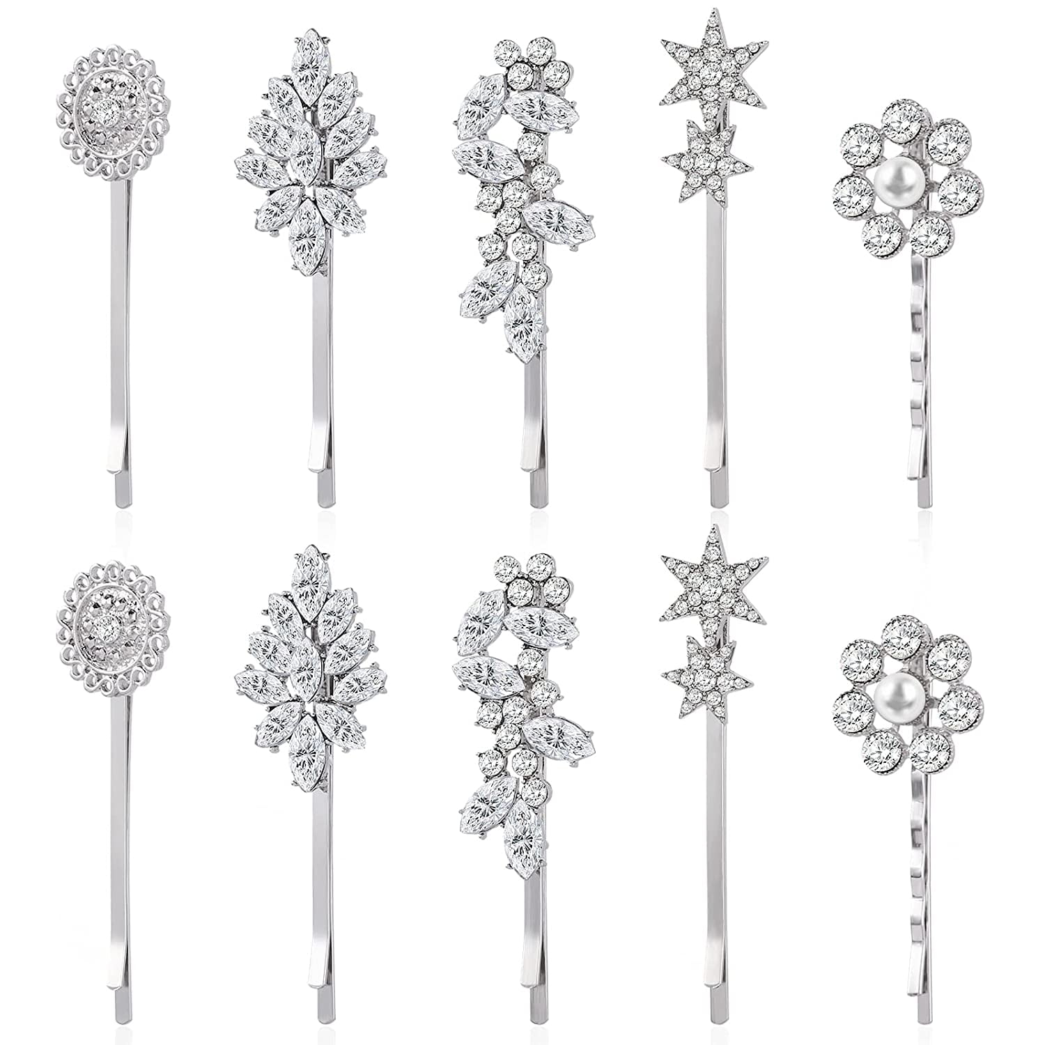 10 Pieces Crystal Hair Pin Vintage Rhinestone Bobby Pin 