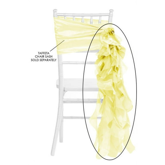 10 Pieces, Curly Willow Chair Sash Material: Taffeta & Organza Approx. 29" long & 14 strands - Pastel Yellow (new design)